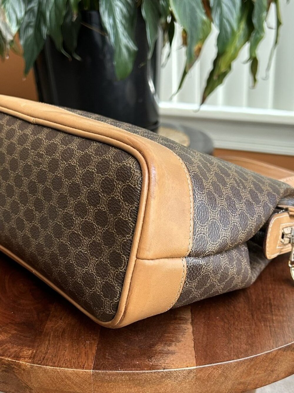 CELINE Macadam Canvas and Shoulder Bag, Brown, Carmel - Picture 15 of 16